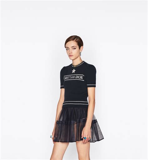 dior strapless top logo|Dior women's short sleeve sweaters.